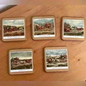 Vintage Coasters- Stagecoach & Horses theme- set of 5
